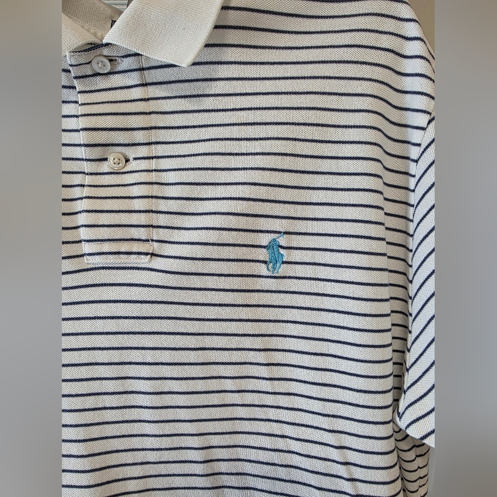 Ralph Lauren White and Black Striped Polo - Picture 3 of 5